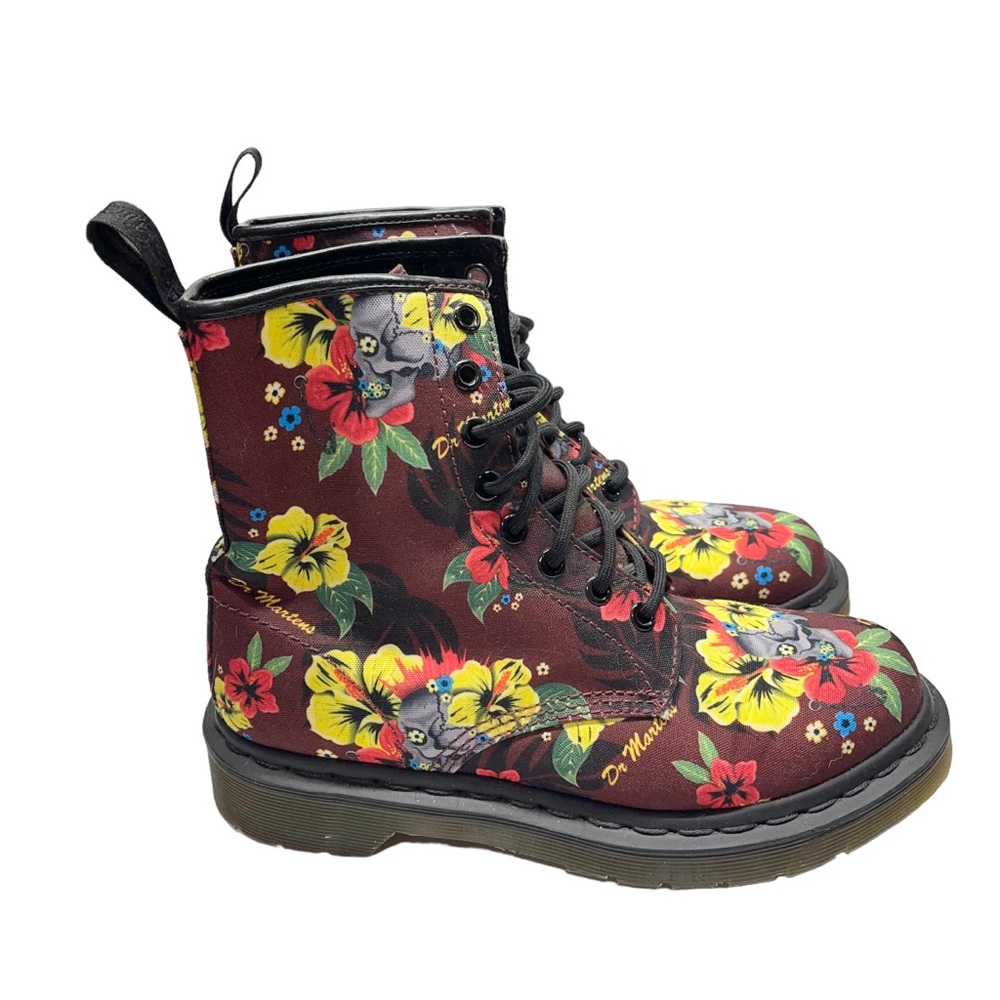 Dr. Martens Castel Hawaiian Punk Canvas Cherry Red Rouge Boot Women’s